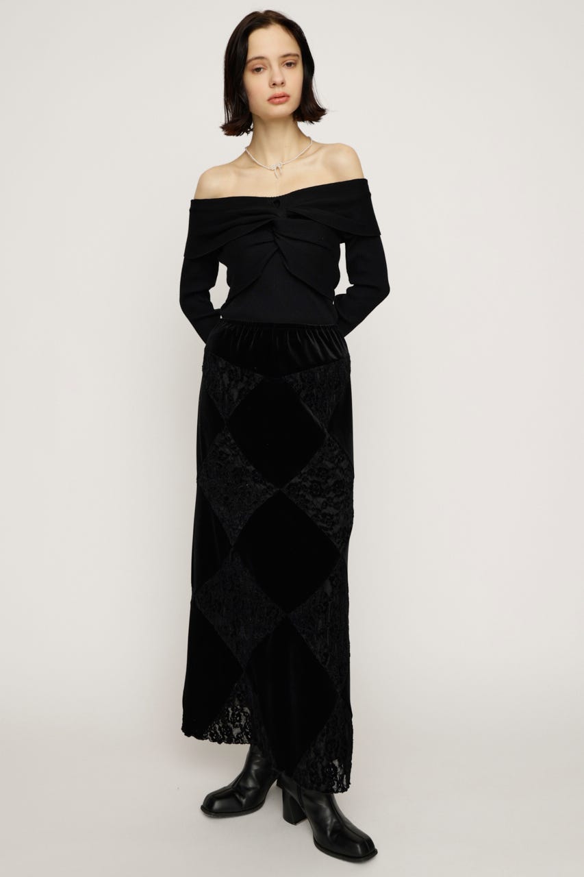 VELOUR ロングスカート BLK FREE