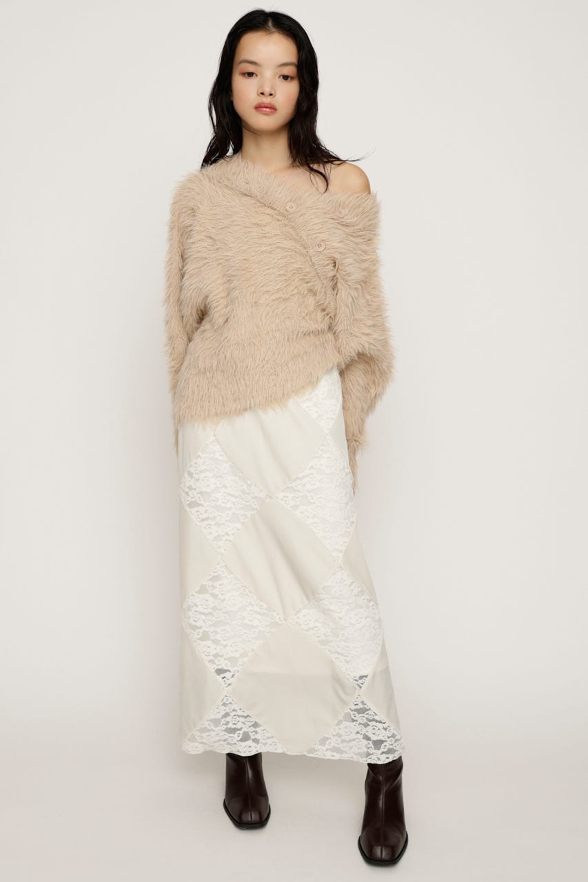 VELOUR ロングスカート O/WHT FREE