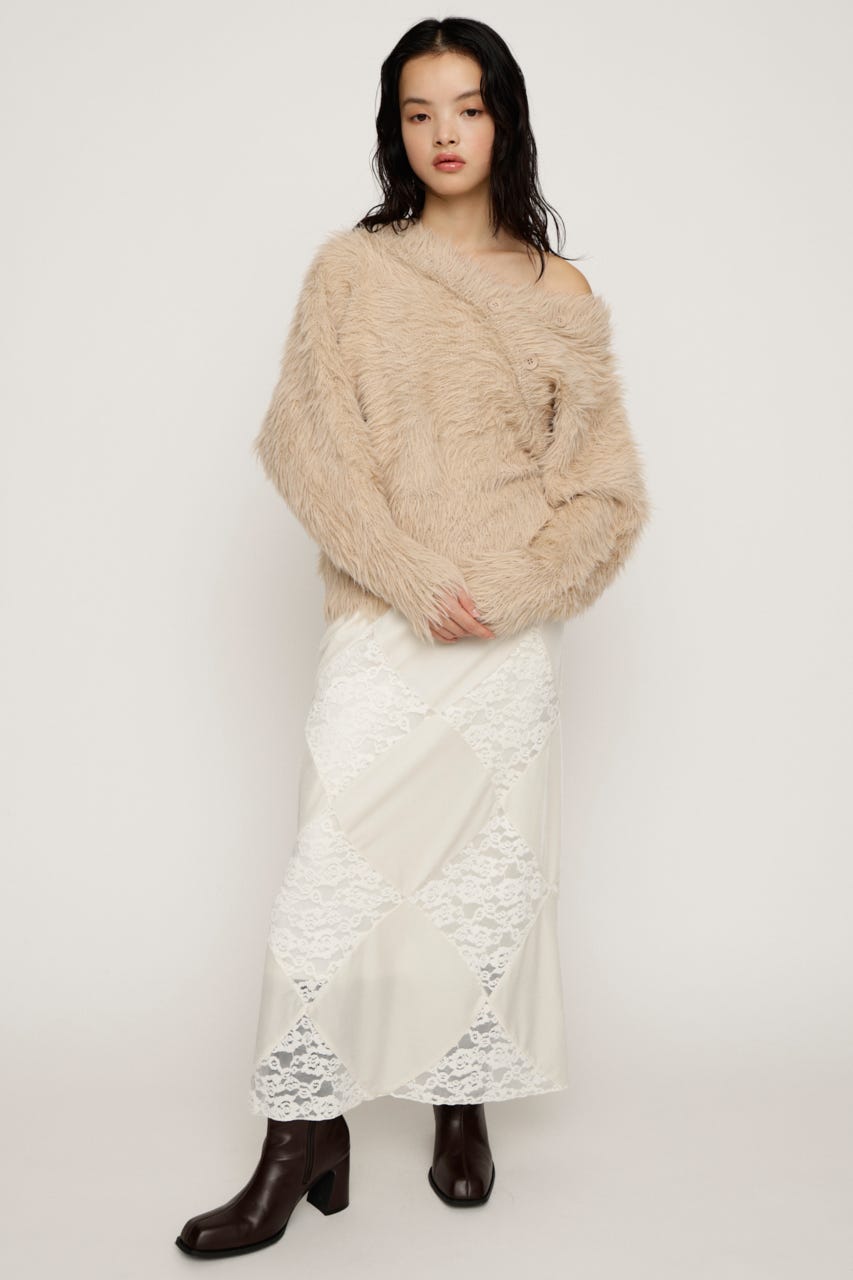 VELOUR ロングスカート O/WHT FREE