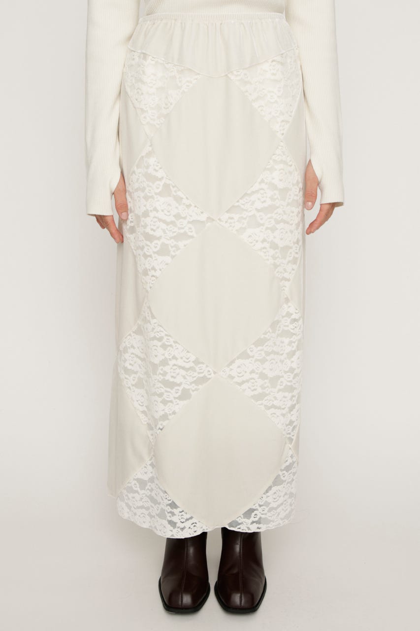 VELOUR ロングスカート O/WHT FREE