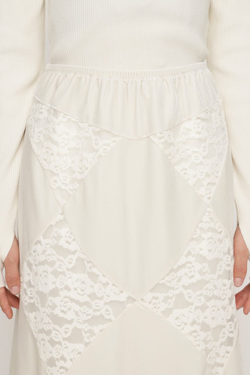 VELOUR ロングスカート O/WHT FREE