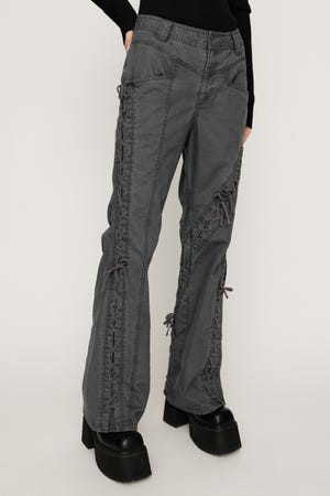 【1BUY5％OFF CAMPAIGN】LACE UP MANNISH パンツ