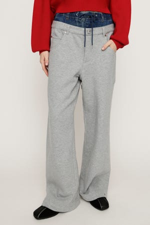 【1BUY5％OFF CAMPAIGN】LAYERED WAIST DOCKING CUT パンツ