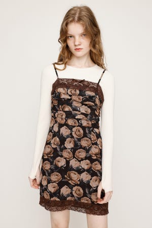 リバティー　ハンプシャー　ブルーム　上品　あじさい柄ワンピース SLY | FLOWER LACE CAMI ショートワンピース (ワンピース(ミニ