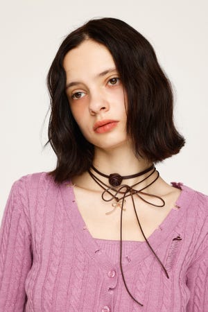 【1BUY5％OFF CAMPAIGN】ROSE RIBBON CHOKER SET