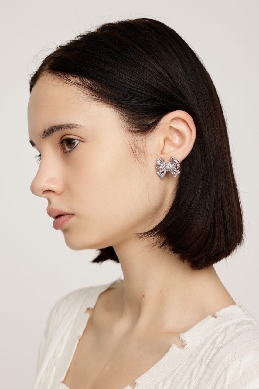 tanakadaisuke リボンピアス crystal ribbon chain earrings – tanakadaisuke