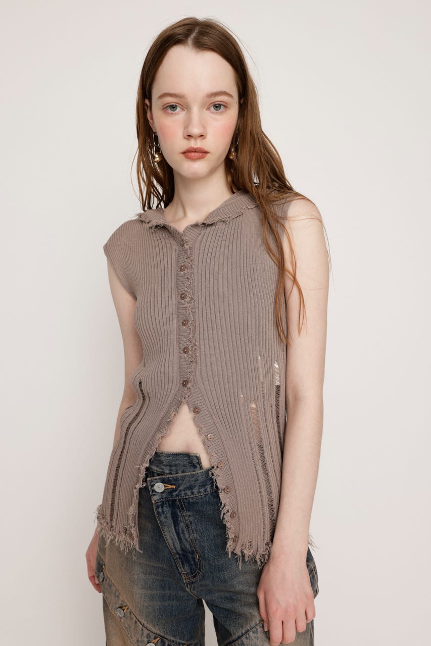 SLY | FRONT BUTTON KNIT HOODIE (タンクトップ ) |SHEL'TTER