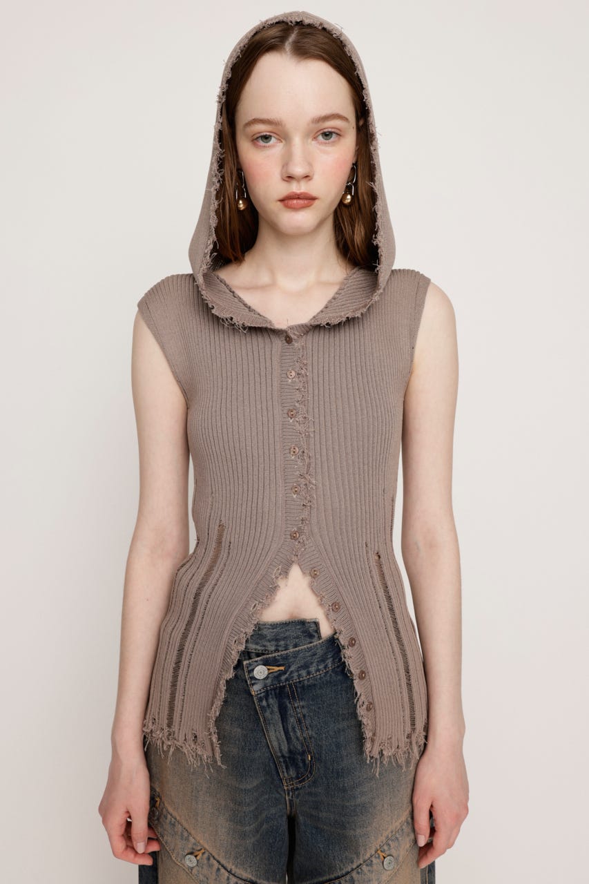 SLY | FRONT BUTTON KNIT HOODIE (タンクトップ ) |SHEL'TTER