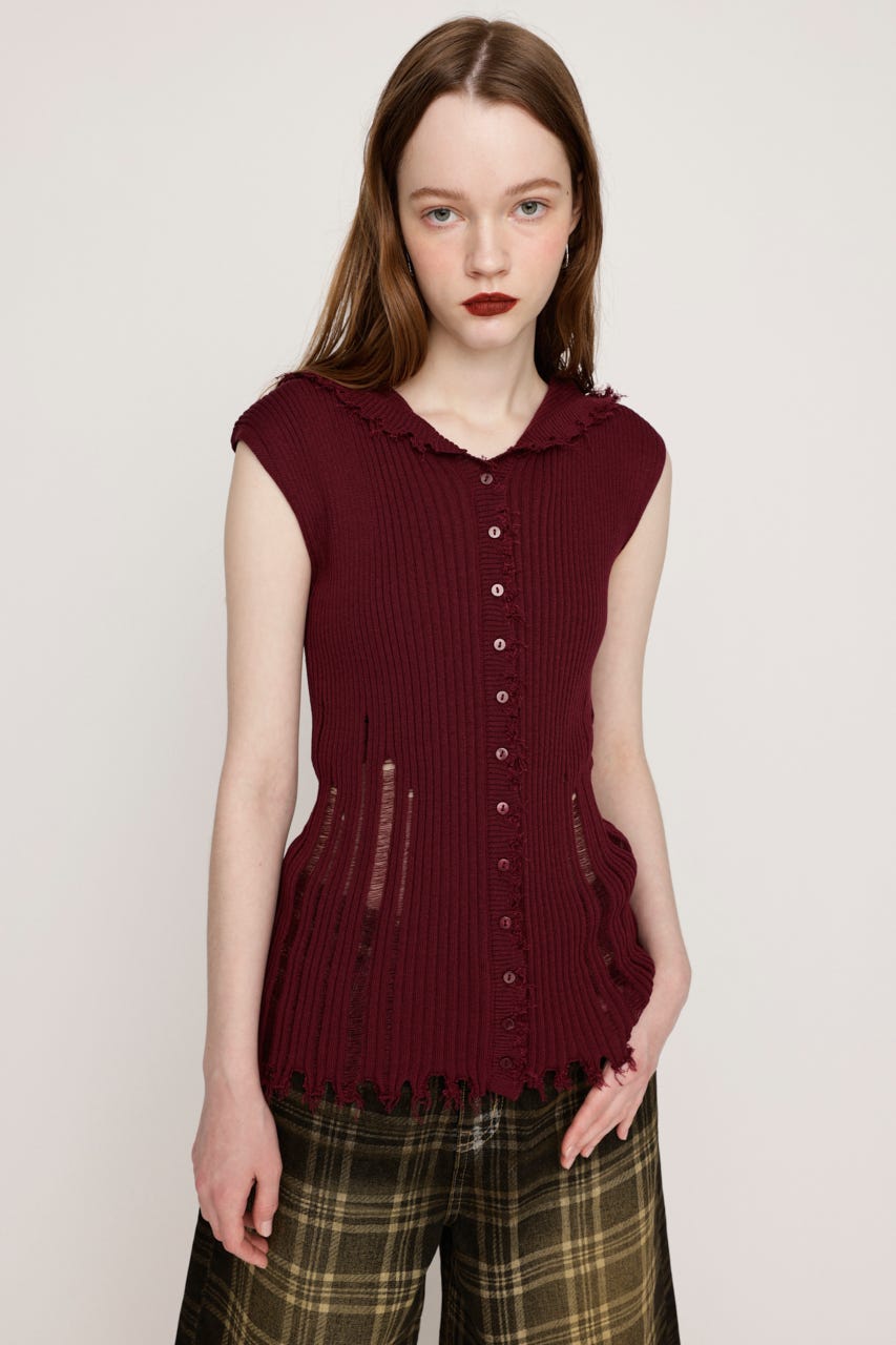 SLY | FRONT BUTTON KNIT HOODIE (タンクトップ ) |SHEL'TTER