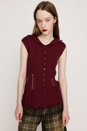 SLY | FRONT BUTTON KNIT HOODIE (タンクトップ ) |SHEL'TTER