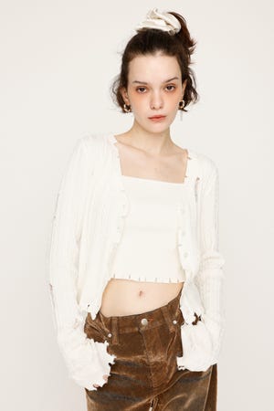 キャミソール ニット　SLY SLY（スライ）の「THIN STRAP KNIT CAMI ニット キャミソール