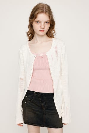 DROPDEAD スカルカーディガン SLY | FRONT BUTTON CRASH カーディガン (カーディガン ) |SHEL
