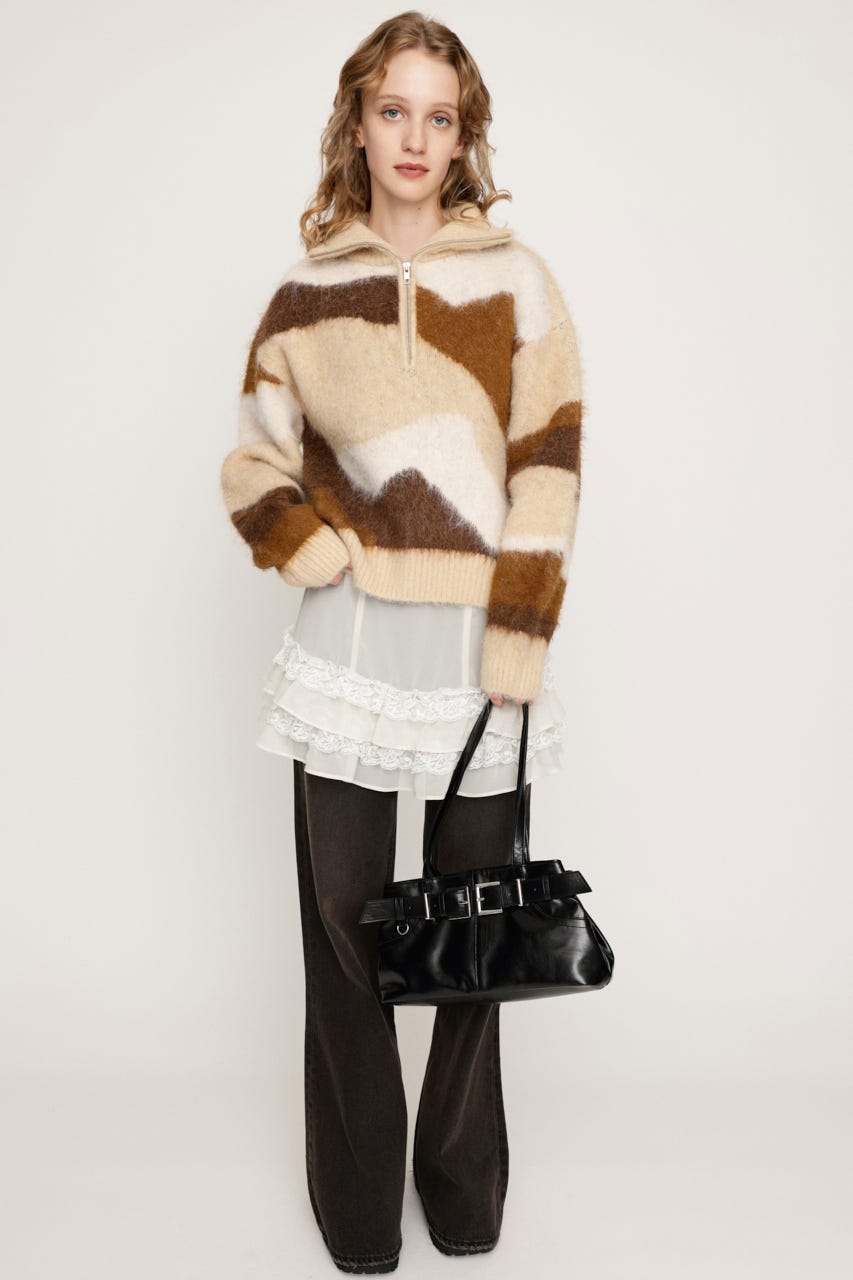 SLY | FRONT ZIP MARBLE KNIT トップス (ニット ) |SHEL'TTER