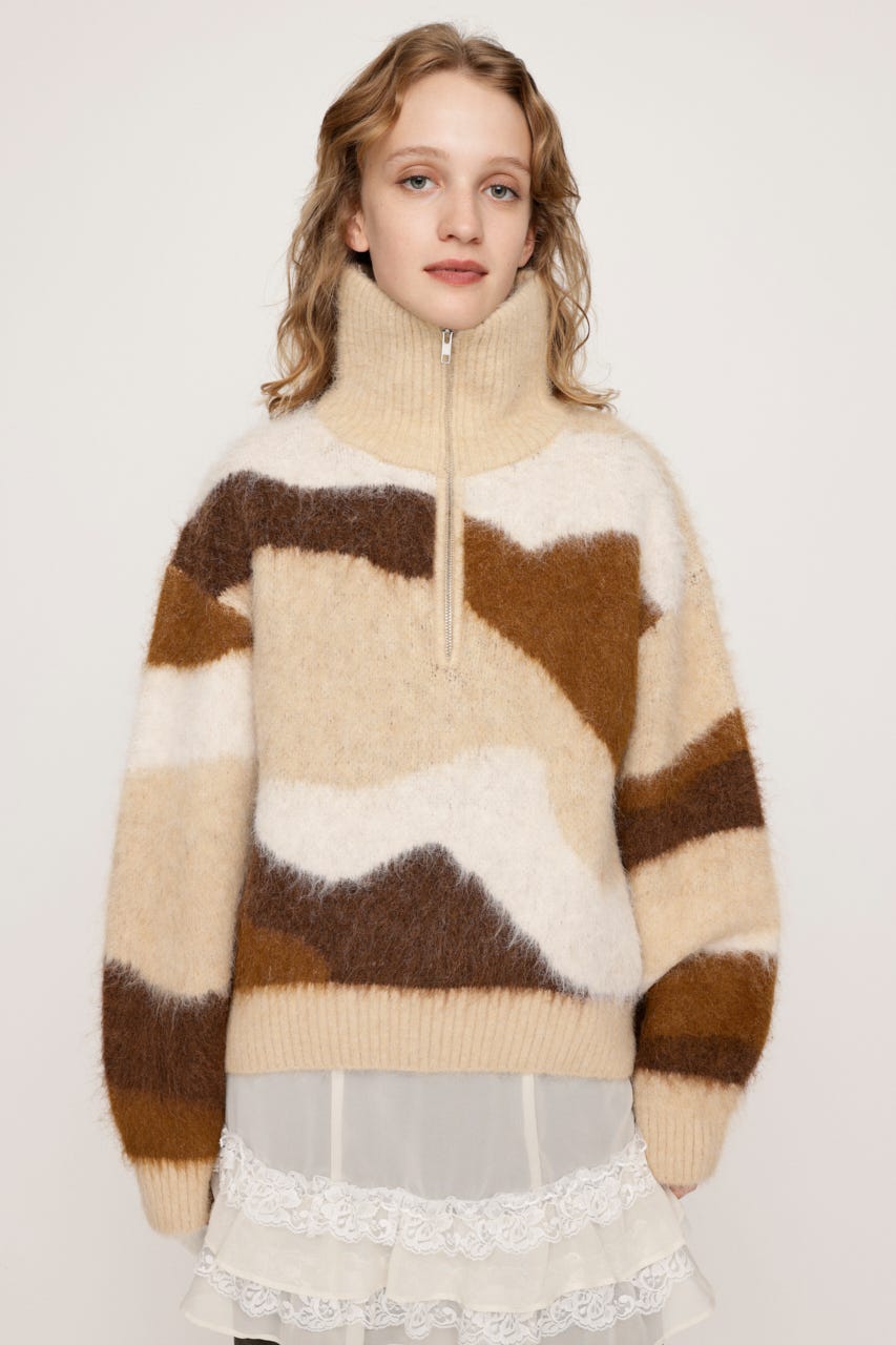 トップス FA monogram 1/4 zip knit Fucking Awesome Men's FA Monogram 1/4 Zip Knit in Black