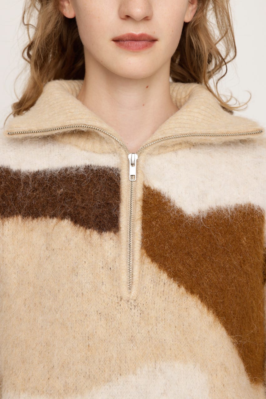 SLY | FRONT ZIP MARBLE KNIT トップス (ニット ) |SHEL'TTER