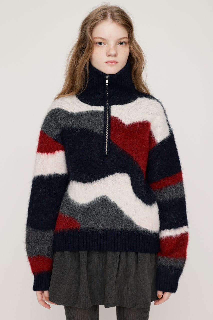 SLY | FRONT ZIP MARBLE KNIT トップス (ニット ) |SHEL'TTER