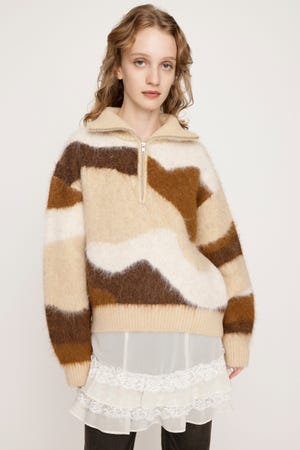 SLY | FRONT ZIP MARBLE KNIT トップス (ニット ) |SHEL'TTER