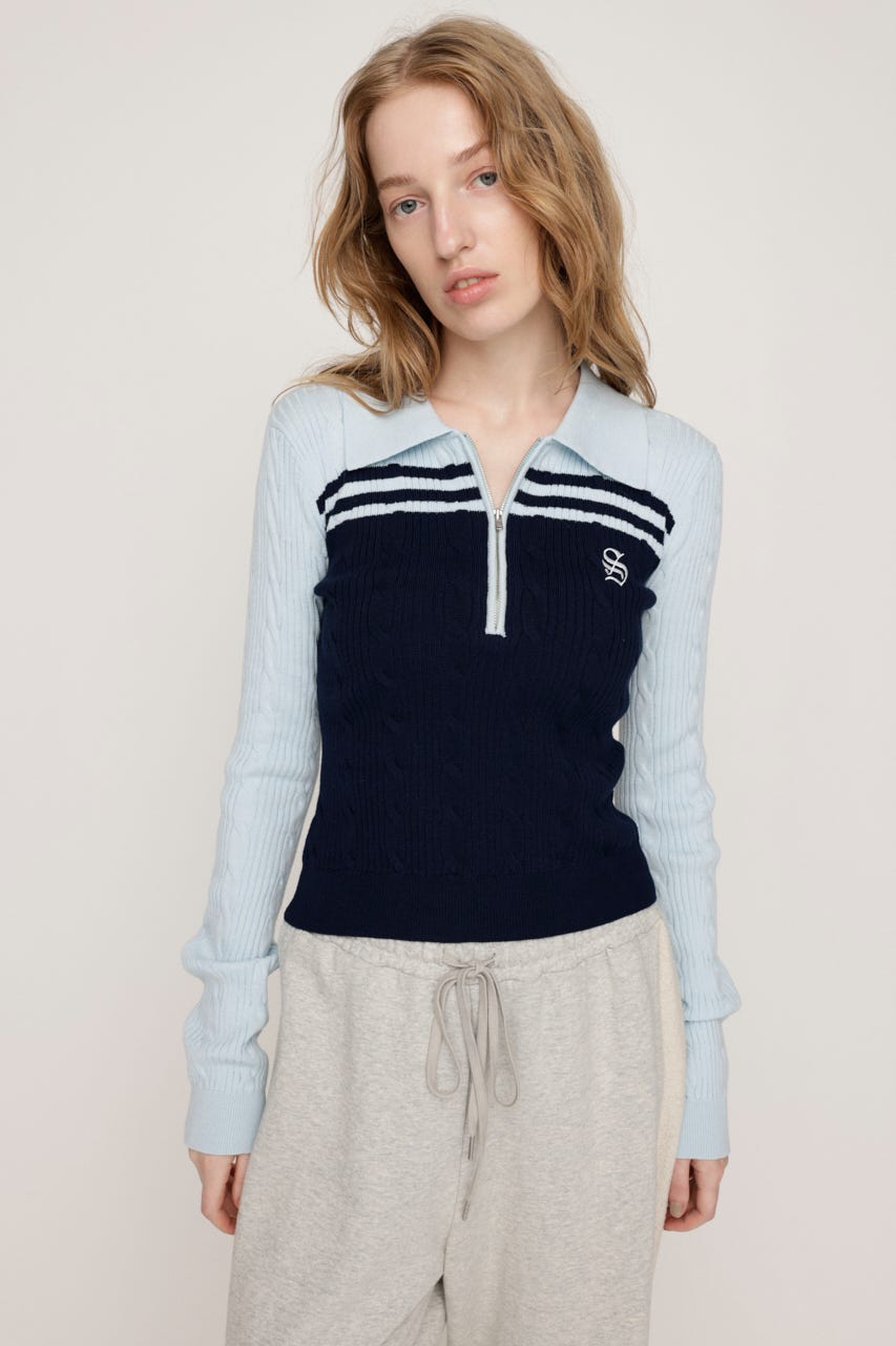 トップス Bibiy. EMILIA COLLAR KNIT WHITE SLY | CABLE COLLAR KNIT トップス (ニット ) |SHEL'TTER WEBSTORE