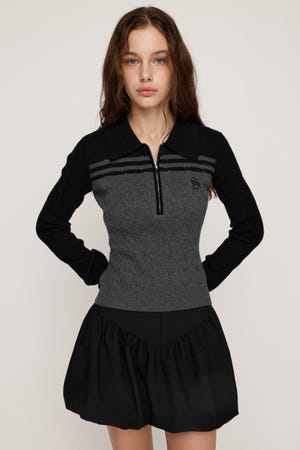 【1BUY5％OFF CAMPAIGN】CABLE COLLAR KNIT トップス