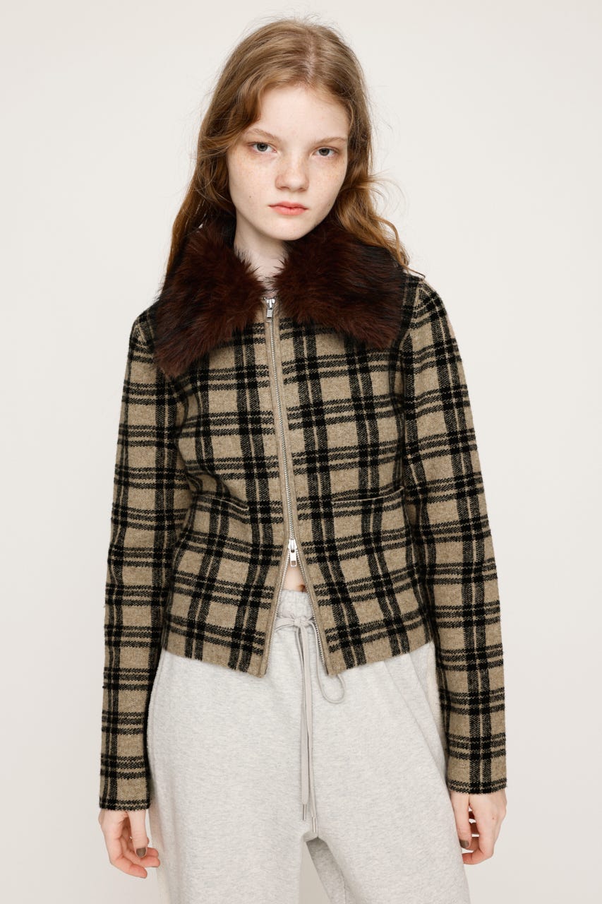 SLY | F／FUR COLLAR KNIT トップス (その他アウター ) |SHEL