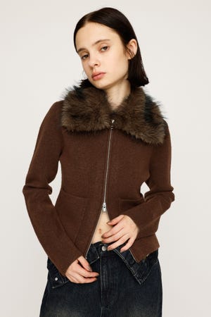 SLY F/FUR FRONT HOOK COAT ブラウン SLY（スライ）の「F/FUR FRONT HOOK COAT フェイクファー