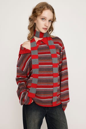 トップス Sulvam Asymmetry Houndstooth Knit SLY | HG KNIT ASYMMETRY トップス (ニット ) |SHEL'TTER WEBSTORE