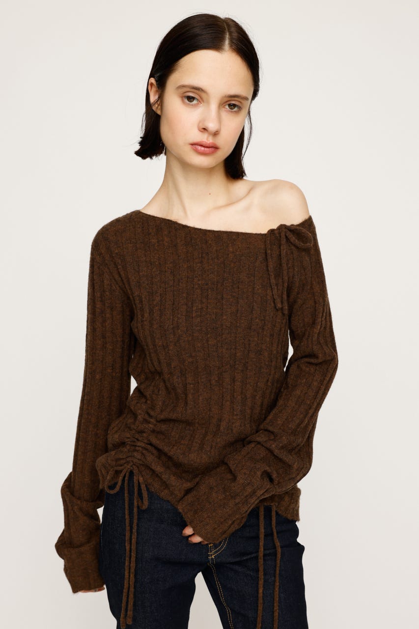 トップス JILTU ribbon puff knit blu-pepper-solid-crewneck-rose