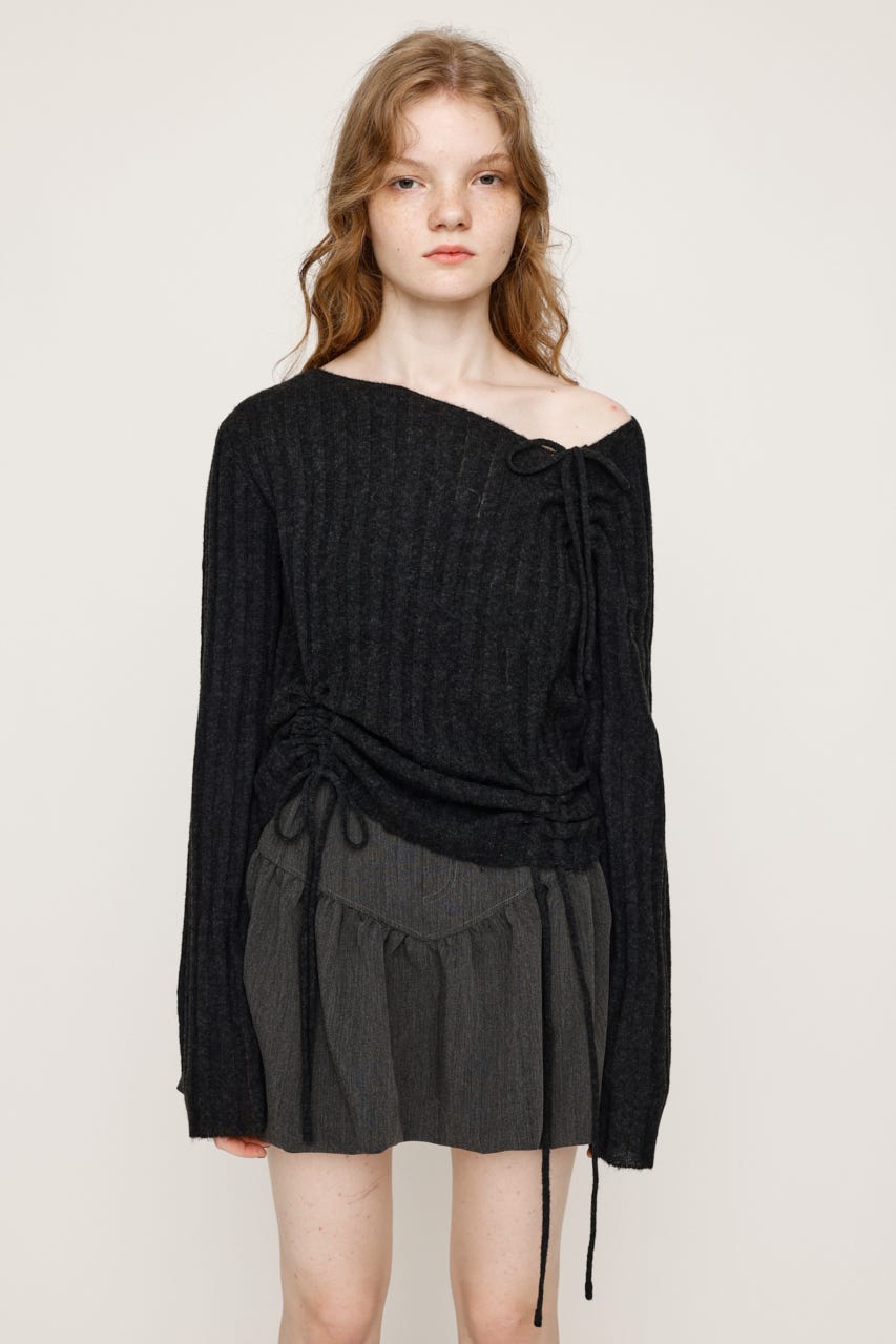 トップス Elle ribbon knit tops black Elle ribbon knit tops