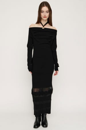 【1BUY5％OFF CAMPAIGN】OFF SHOULDER KNIT ワンピース