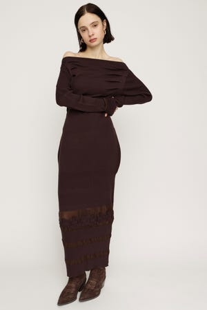 【1BUY5％OFF CAMPAIGN】OFF SHOULDER KNIT ワンピース