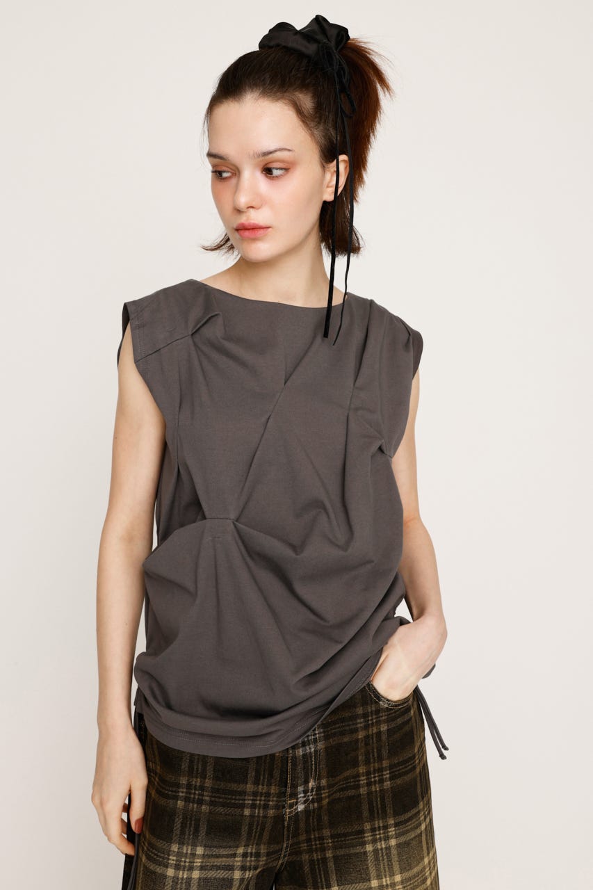 SLY | BOAT NECK TUCK トップス (Tシャツ・カットソー(半袖