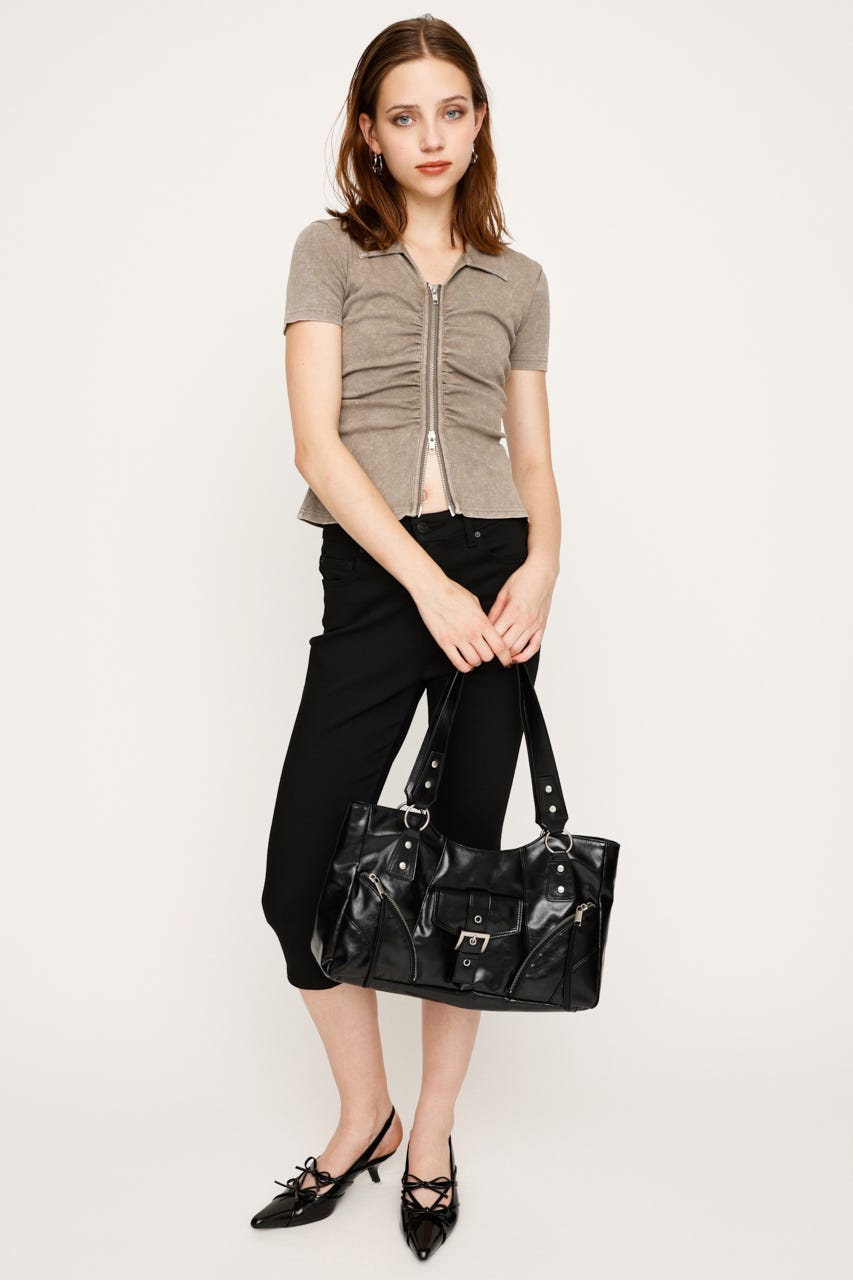 SLY トップス SLY | OFFSHOULDER FRONT ZIP トップス (Tシャツ・カットソー