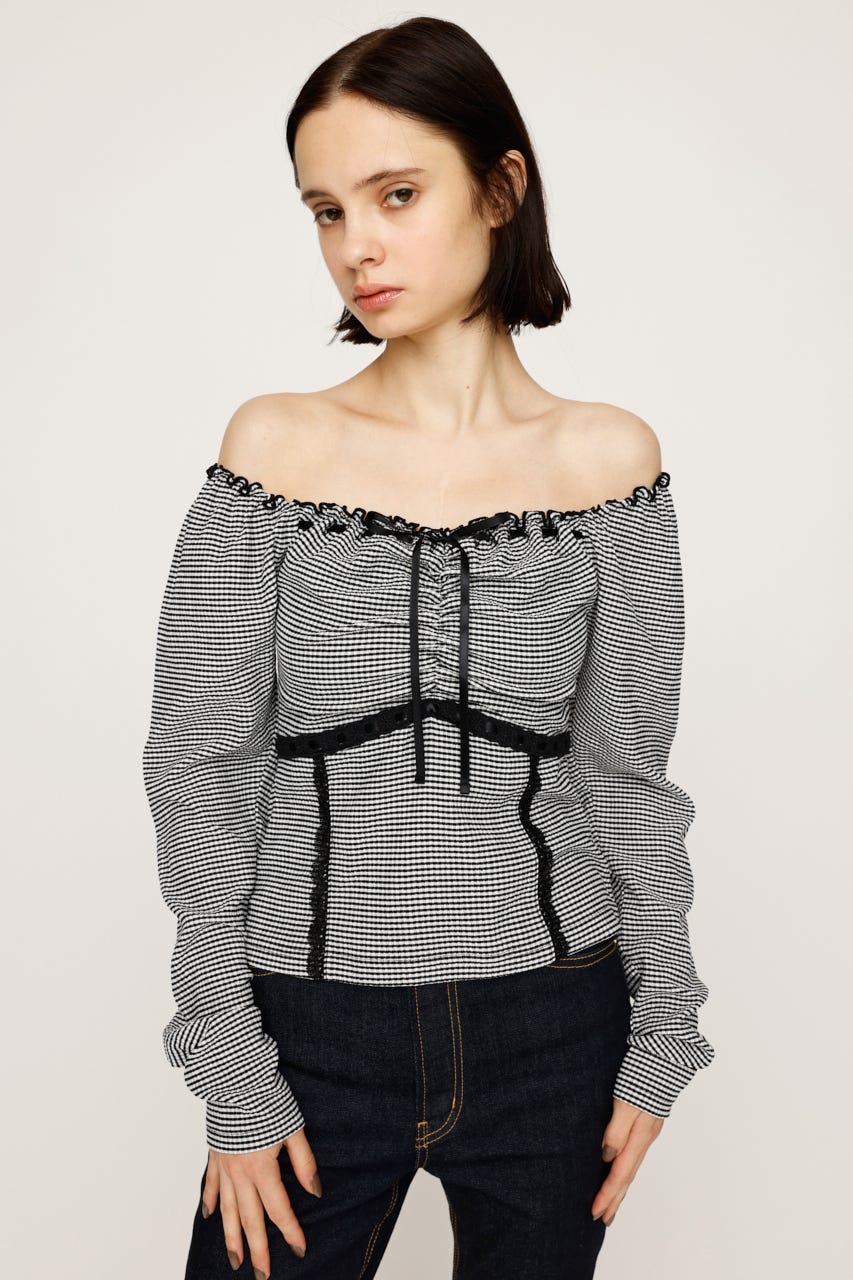 ほぼ新品PleatTeeプリーツティ　Lija SLY | PLAID RIBBON CUT トップス (Tシャツ・カットソー(長袖