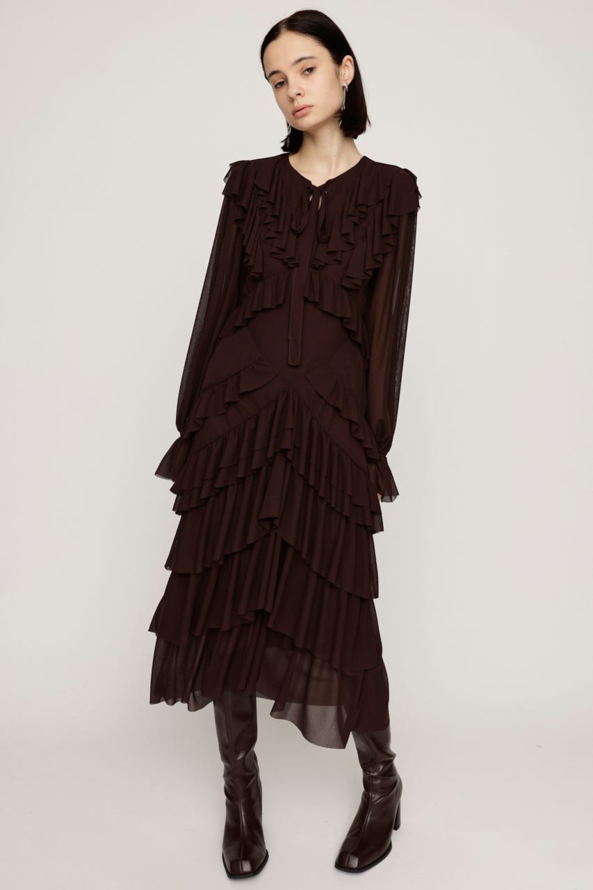 SLY | SHEER FRILL L／ドレス (ワンピース(ロング） ) |SHEL