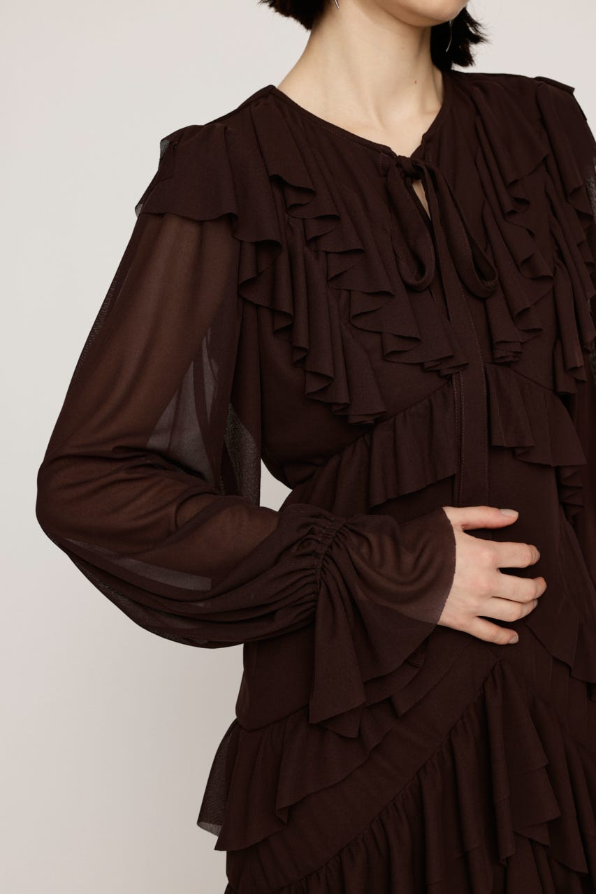 SLY | SHEER FRILL L／ドレス (ワンピース(ロング） ) |SHEL
