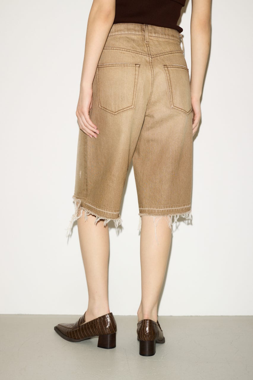 【THROW】RIPPED HALF DENIM PT／BE BRN 0