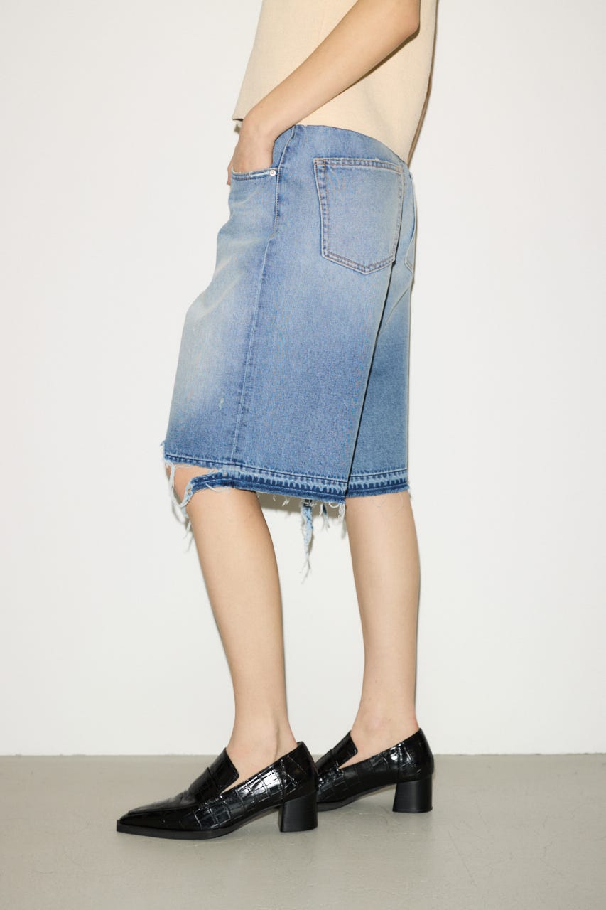 【THROW】RIPPED HALF DENIM PT／BE L/BLU 1