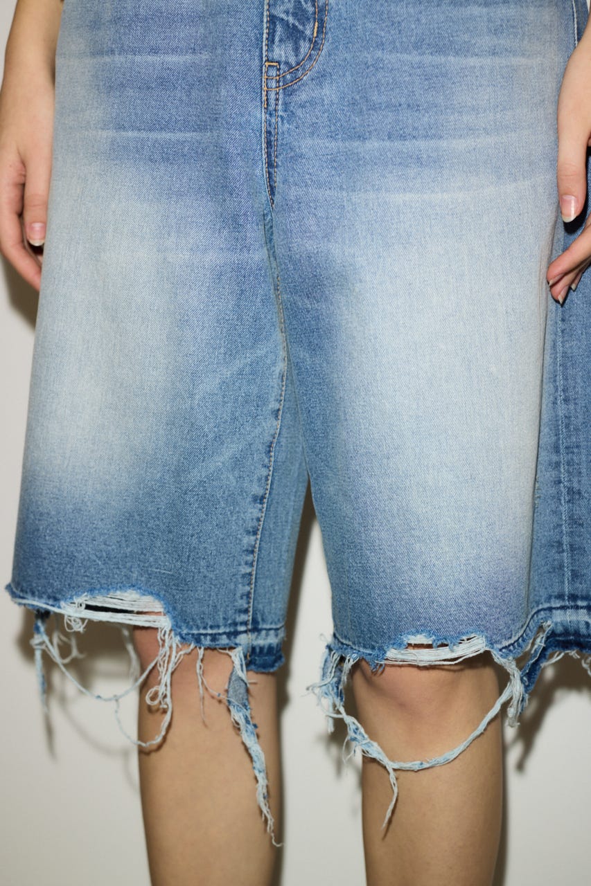 【THROW】RIPPED HALF DENIM PT／BE L/BLU 1
