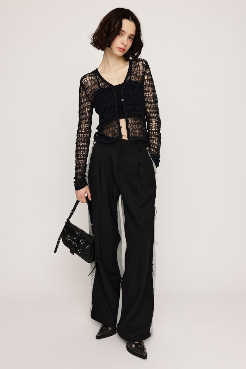 MESH KNIT カーディガン BLK FREE