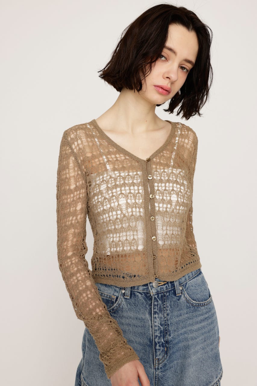 MESH KNIT カーディガン KHA FREE