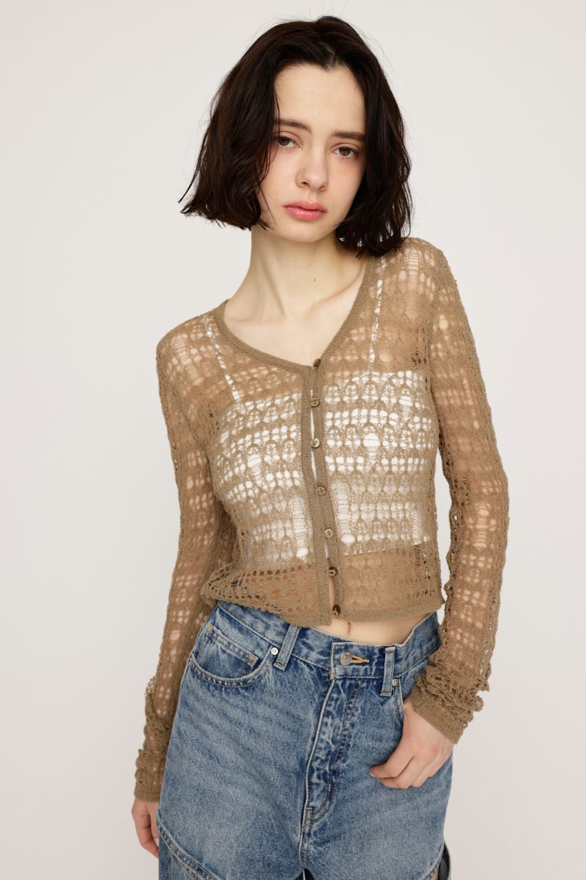 MESH KNIT カーディガン KHA FREE