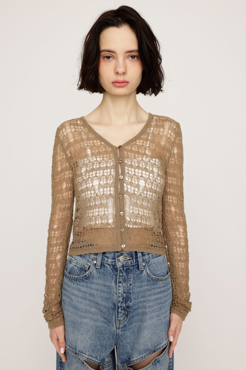 MESH KNIT カーディガン KHA FREE