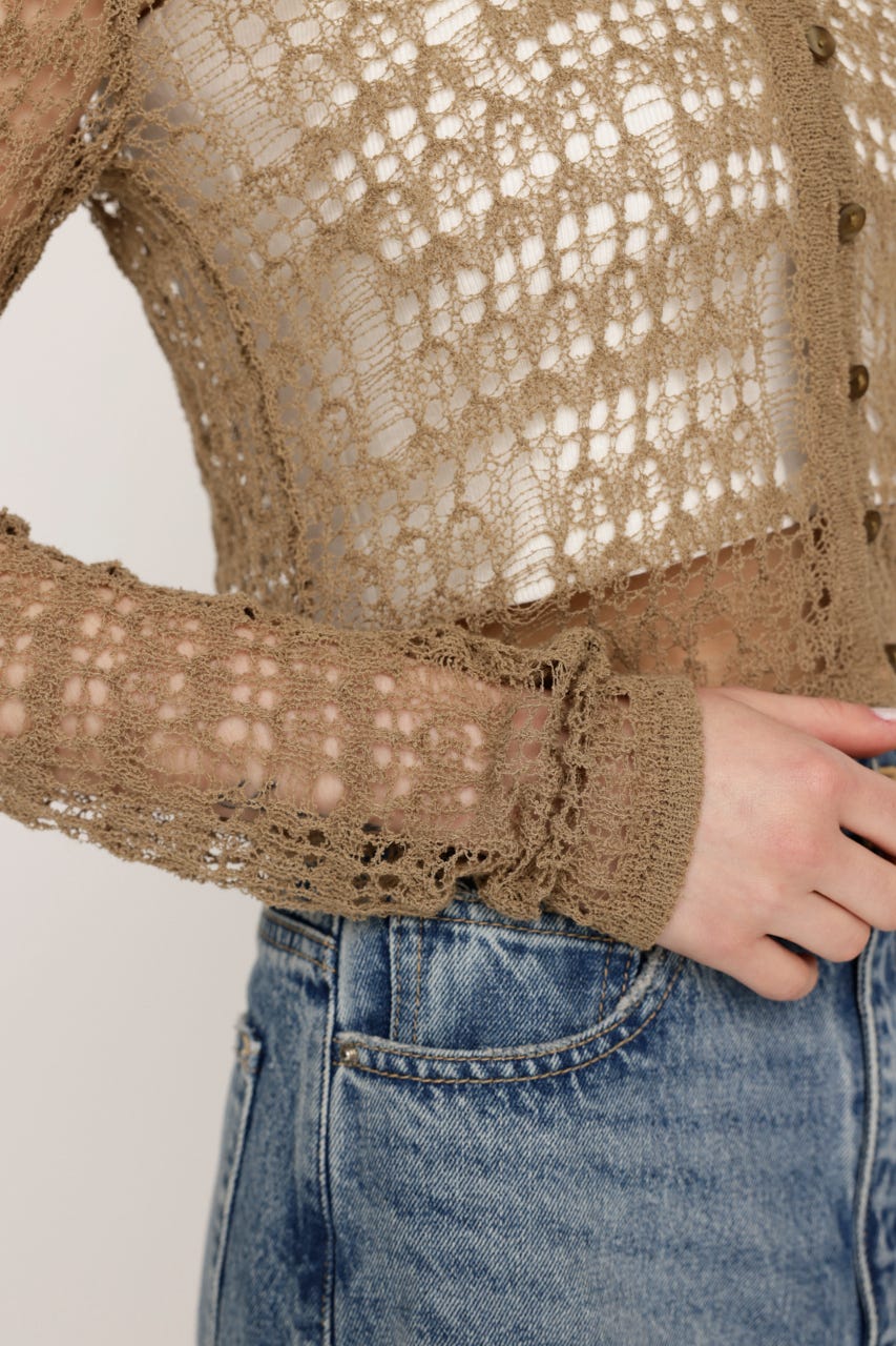 MESH KNIT カーディガン KHA FREE