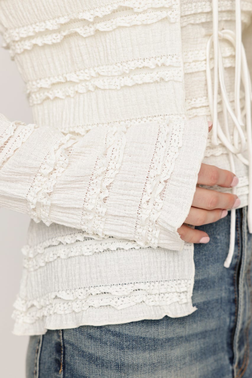 FRONT RIBBON FRILL 2P IVOY FREE