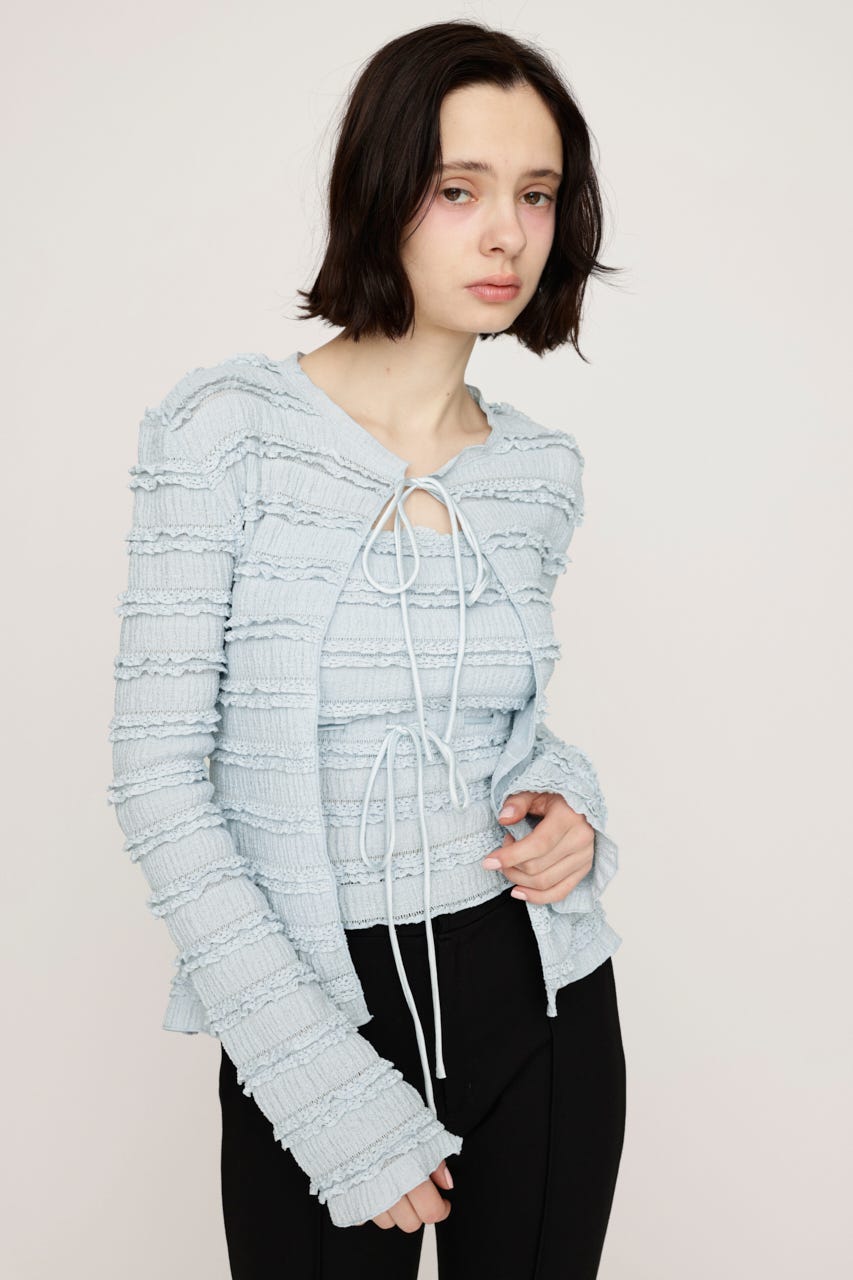 FRONT RIBBON FRILL 2P L/BLU FREE