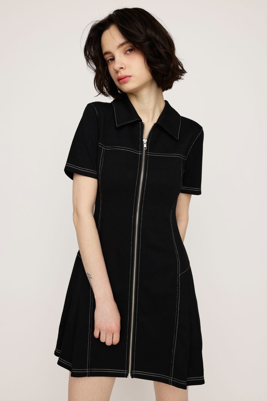 ミニョン SLY | FRONT ZIP SIDE PLEATS ショートワンピース (ワンピース(ミニ