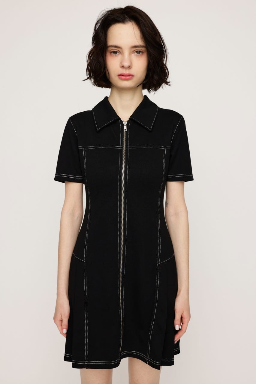 SLY | FRONT ZIP SIDE PLEATS ショートワンピース (ワンピース(ミニ