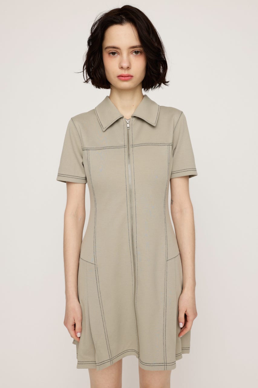 SLY | FRONT ZIP SIDE PLEATS ショートワンピース (ワンピース(ミニ