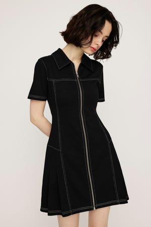 SLY | FRONT ZIP SIDE PLEATS ショートワンピース (ワンピース(ミニ