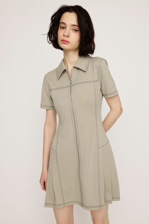 SLY | FRONT ZIP SIDE PLEATS ショートワンピース (ワンピース(ミニ